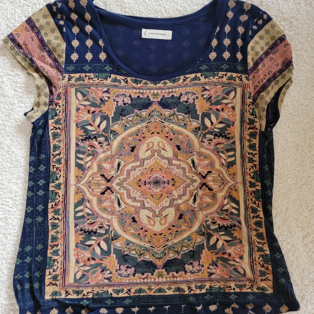 Lucky Brand Multicolor Bohemian Women's Top Size Large